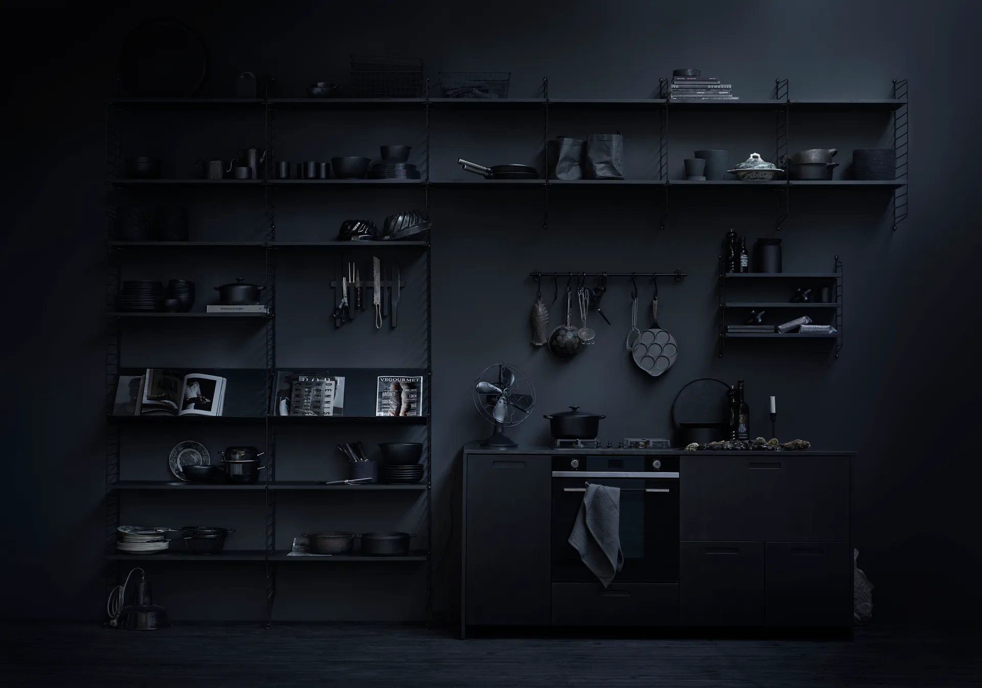 String veggavl, Svart, 75x30 cm, 1-pakning String