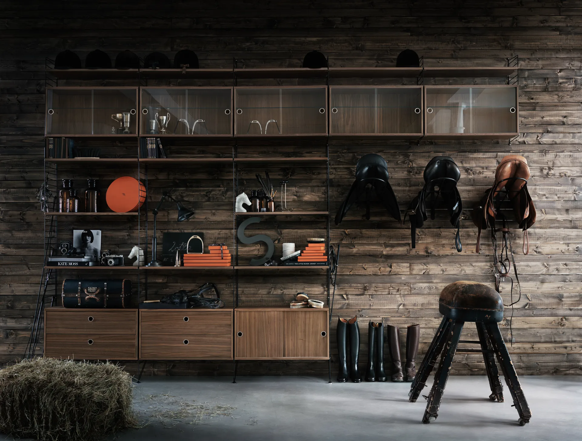 String veggavl, Svart, 75x30 cm, 2-pakning String