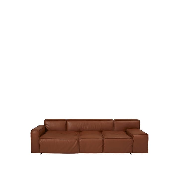 Boxplay 3-seters sofa - skinn baltique 33441 brun, børstet stålramme - Swedese