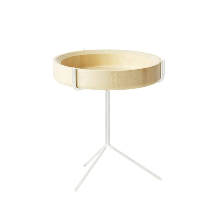 Drum bord - ask naturlakk, h.46 cm, hvitt stativ  - Swedese