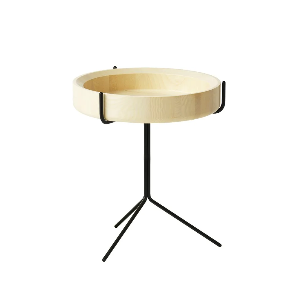Drum bord, ask naturlakk, h.46 cm, sort stativ Swedese