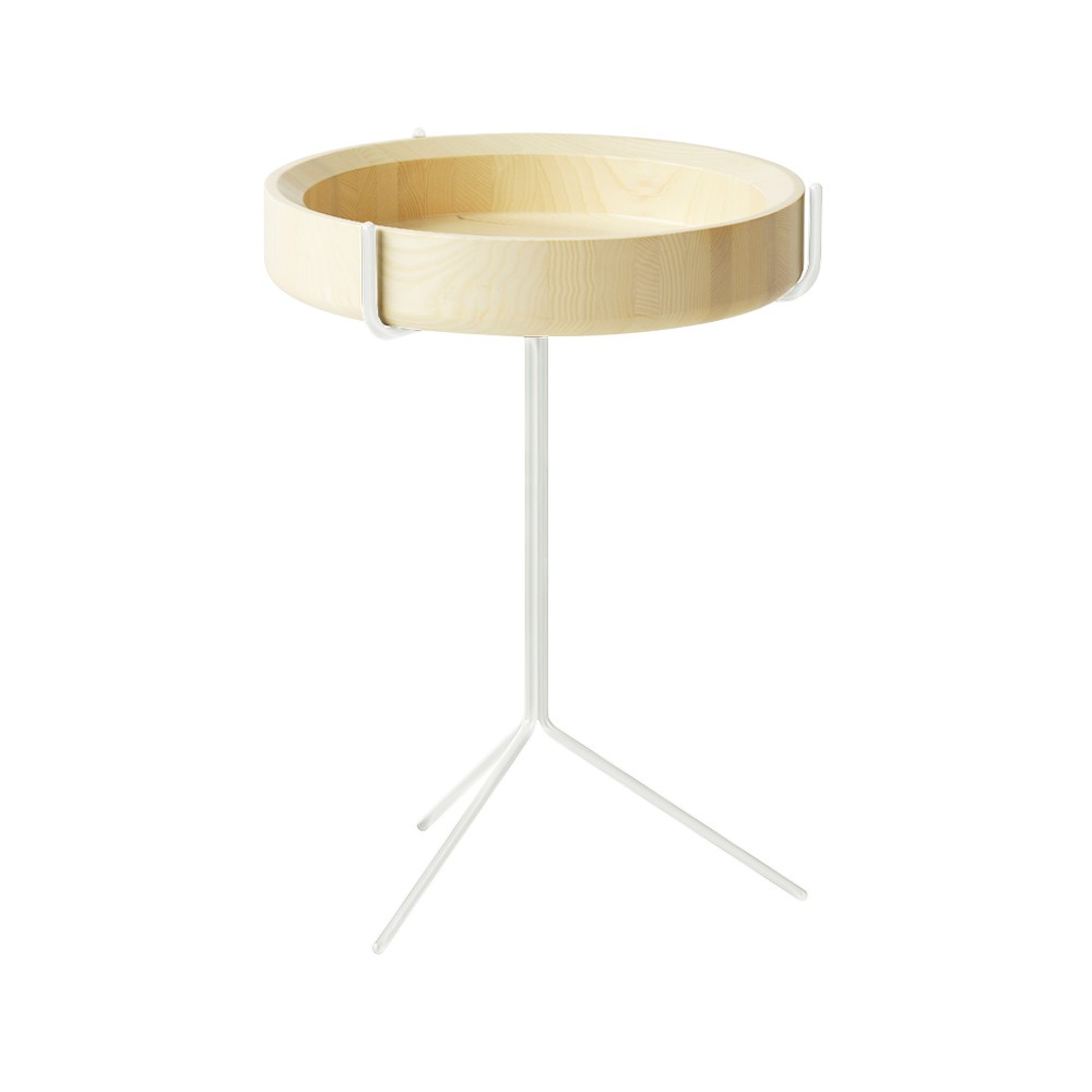 Bilde av Swedese Drum bord ask naturlakk h.56 cm hvitt stativ