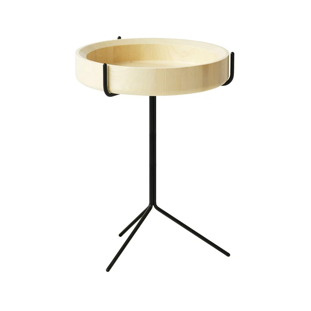 Drum bord, ask naturlakk, h.56 cm, sort stativ Swedese