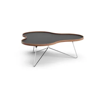 Flower bord 107x114 cm - sort, 39 cm, valnøttkant, kromstativ - Swedese