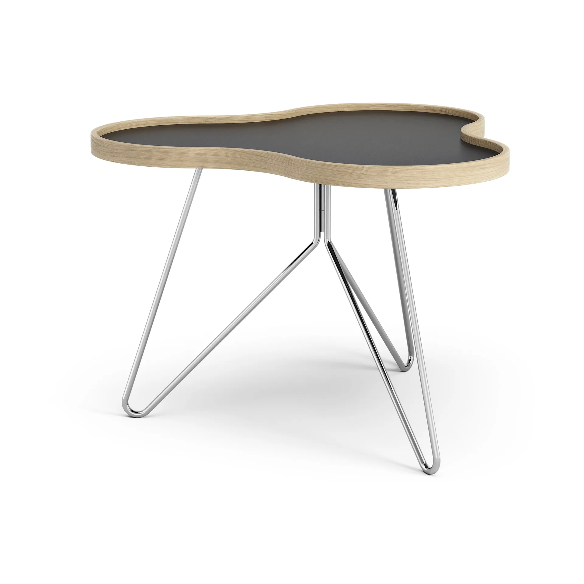 Flower bord 62 x 66 cm, 45 cm, Svart-eikekant-kromstativ Swedese