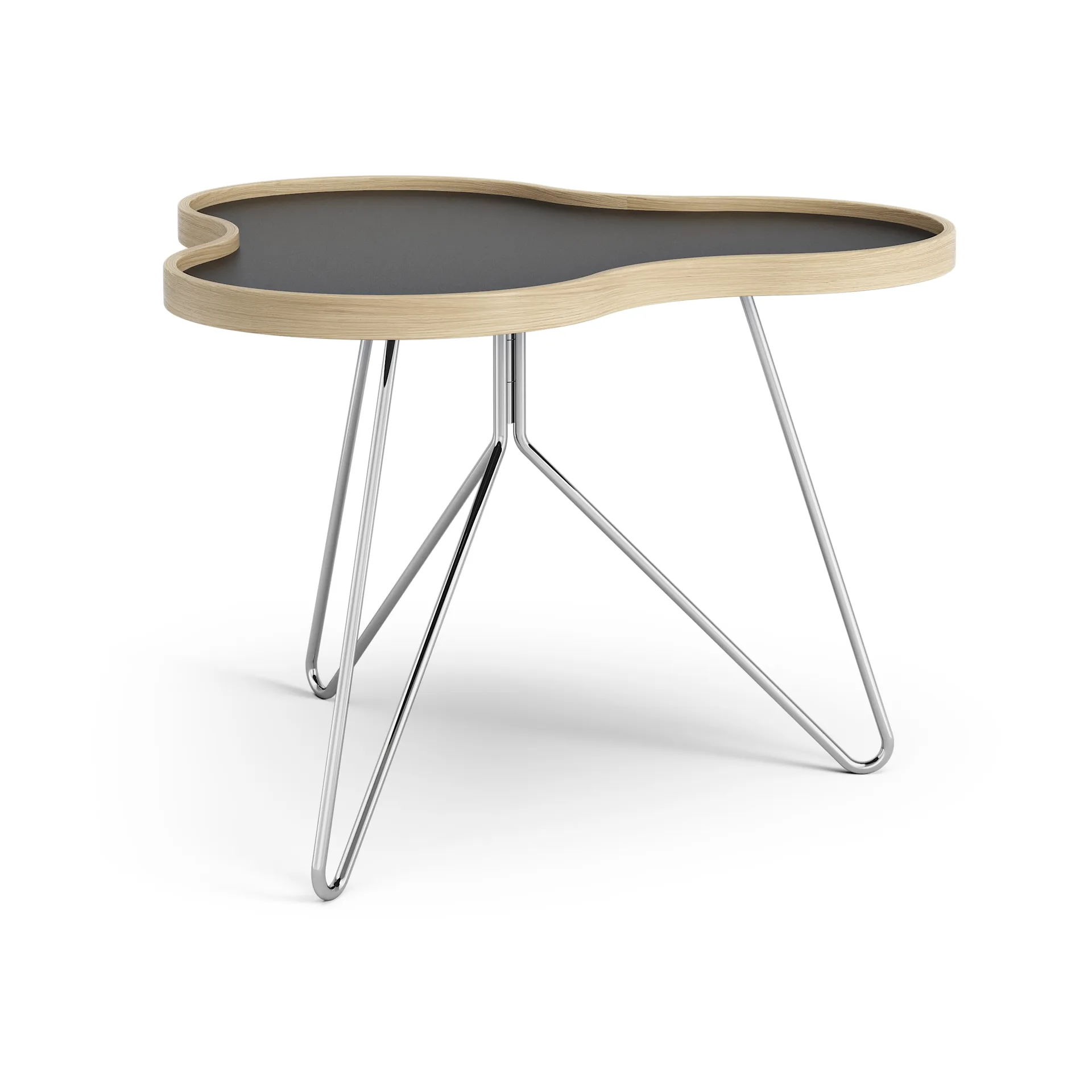 Flower bord 62 x 66 cm, 45 cm, Svart-eikekant-kromstativ Swedese