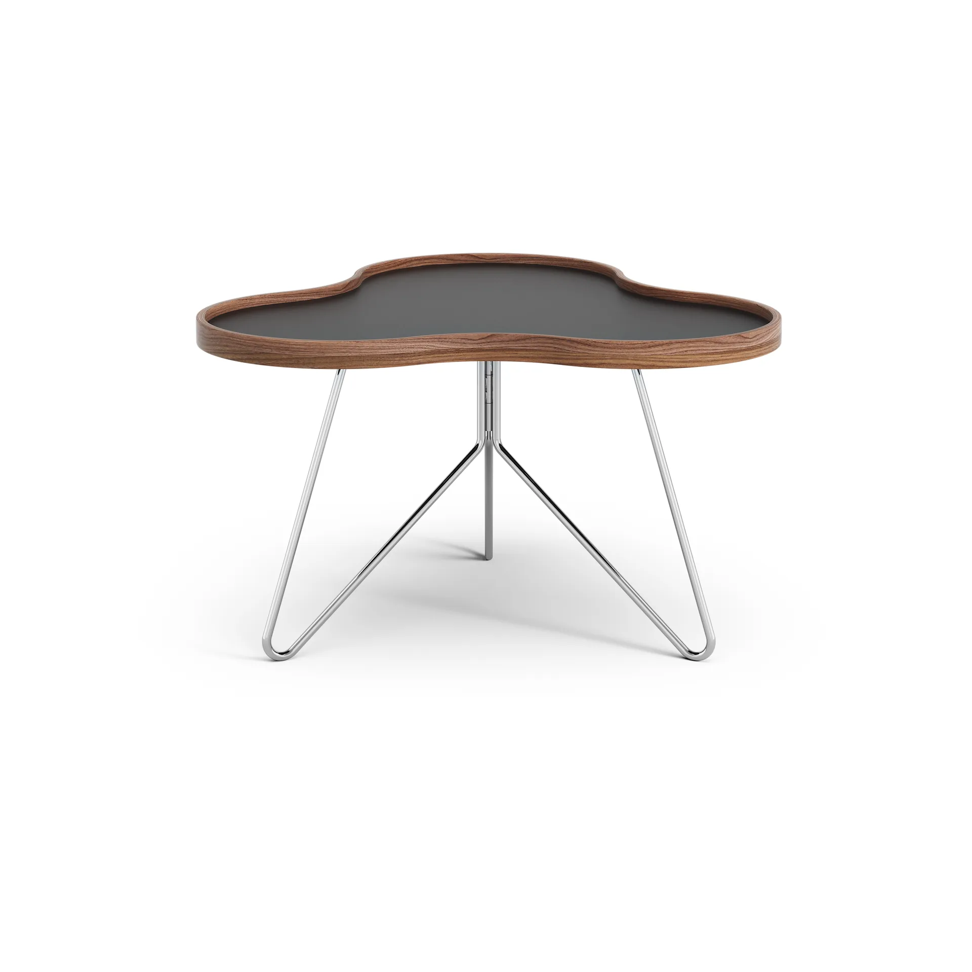 Flower bord 62 x 66 cm, sort, 39 cm, valnøttkant, kromstativ Swedese