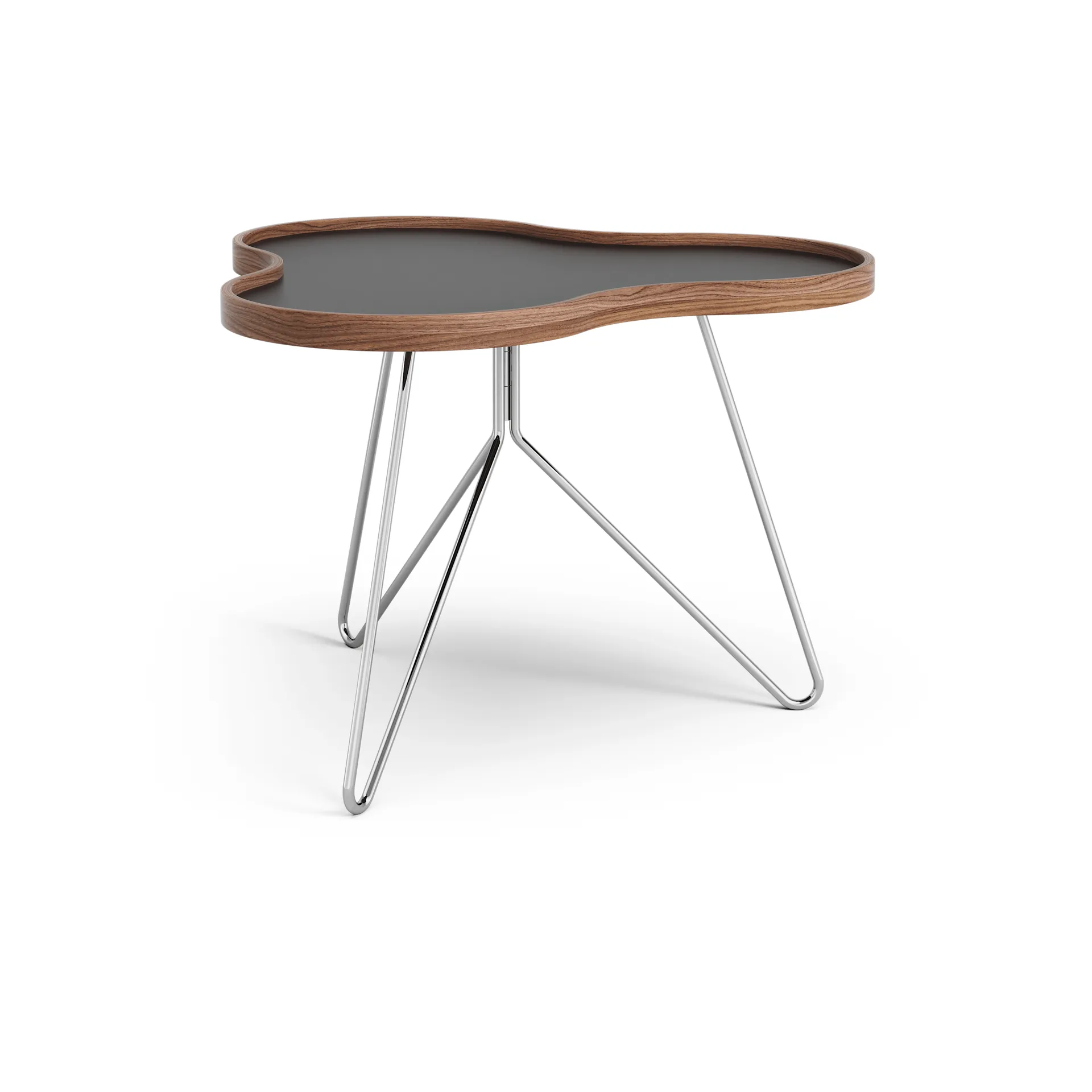 Flower bord 62 x 66 cm, sort, 45 cm, valnøttkant, kromstativ Swedese