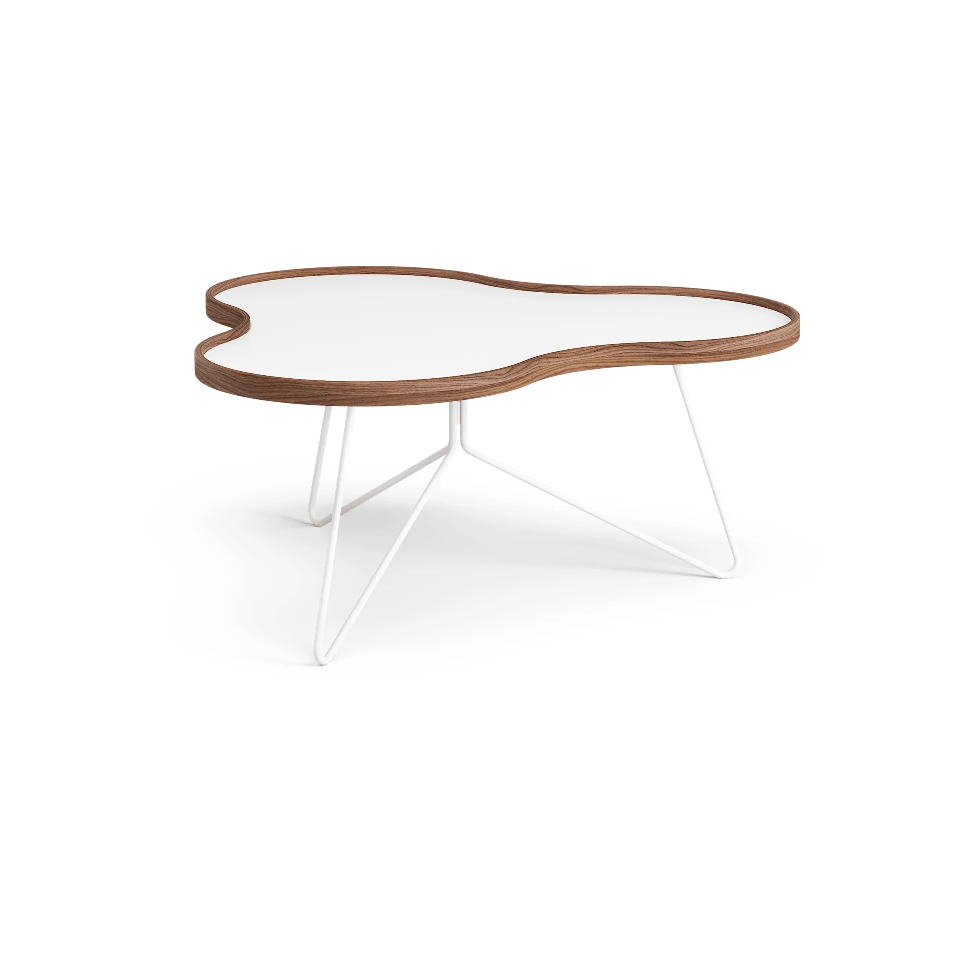 Flower bord 84x90 xm, hvit, 39 cm, valnøttkant, hvitt stativ Swedese