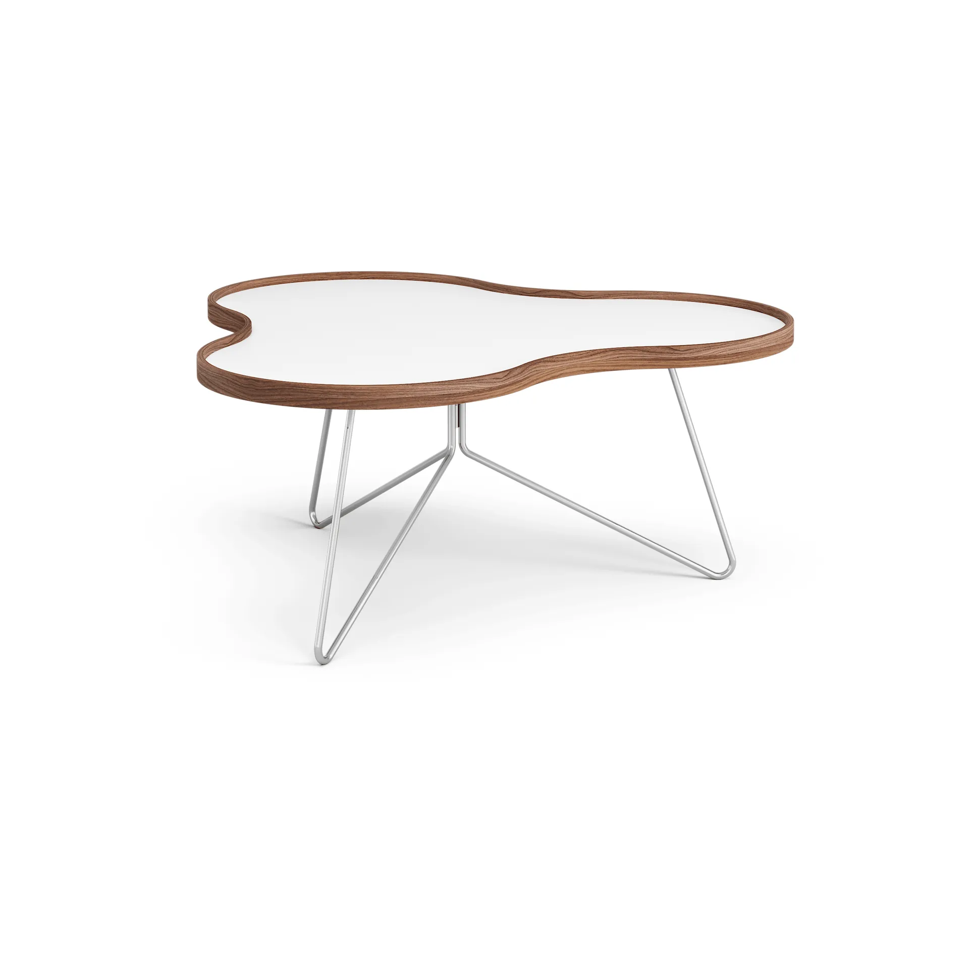 Flower bord 84x90 xm, hvit, 39 cm, valnøttkant, kromstativ Swedese