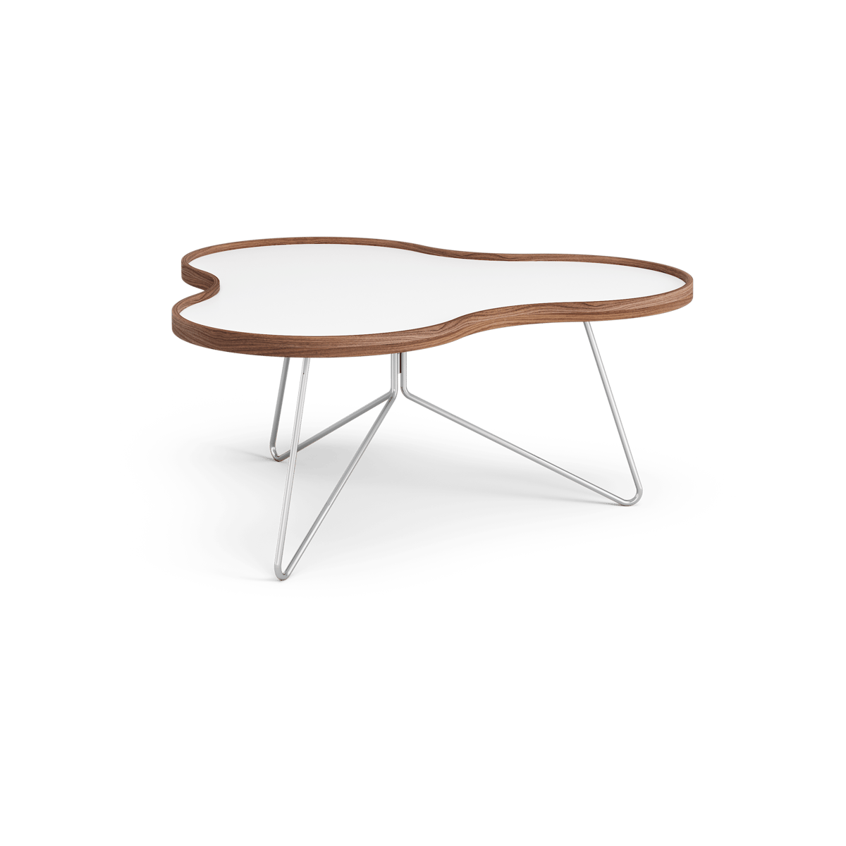 Swedese Flower bord 84x90 xm hvit, 39 cm, valnttkant, kromstativ