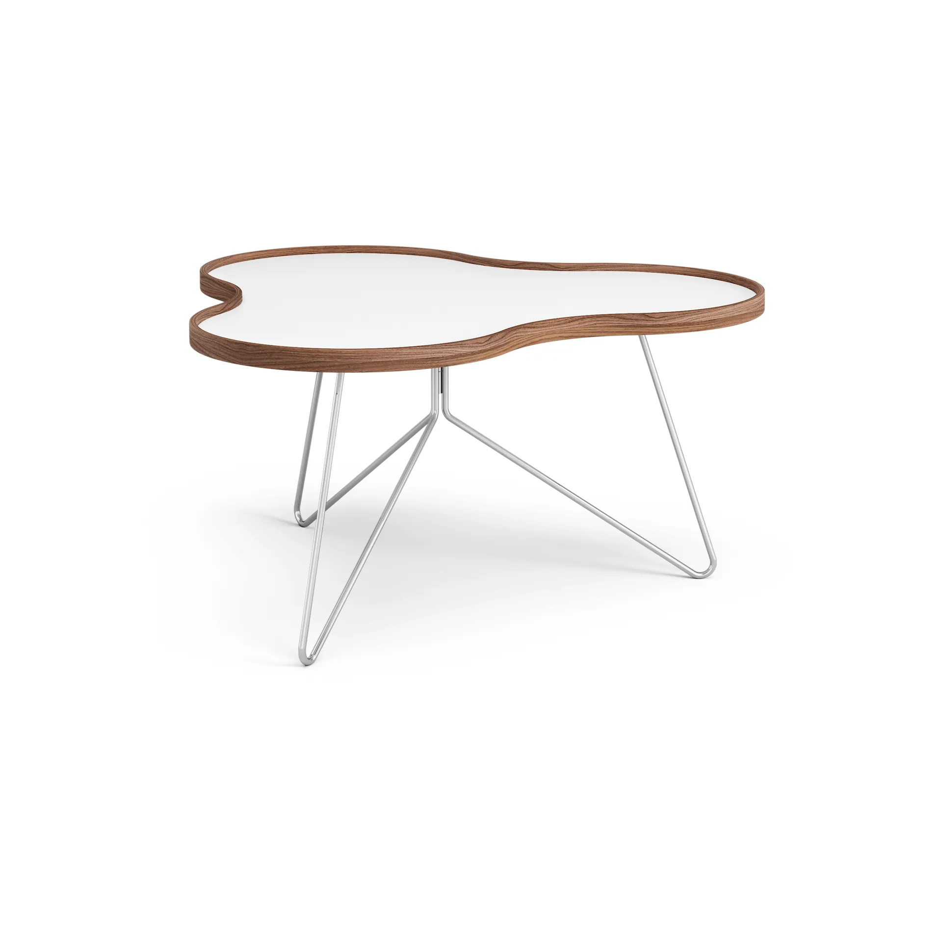 Flower bord 84x90 xm, hvit, 45 cm, valnøttkant, kromstativ Swedese