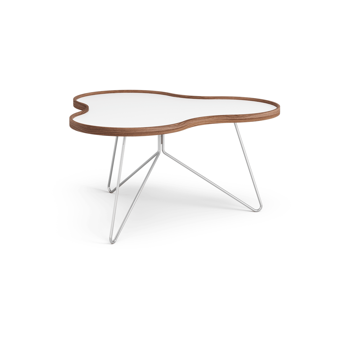 Bilde av Swedese Flower bord 84x90 xm hvit 45 cm valnøttkant kromstativ
