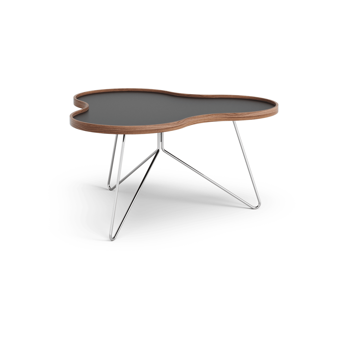 Bilde av Swedese Flower bord 84x90 xm Sort 45 cm valnøttkant kromstativ