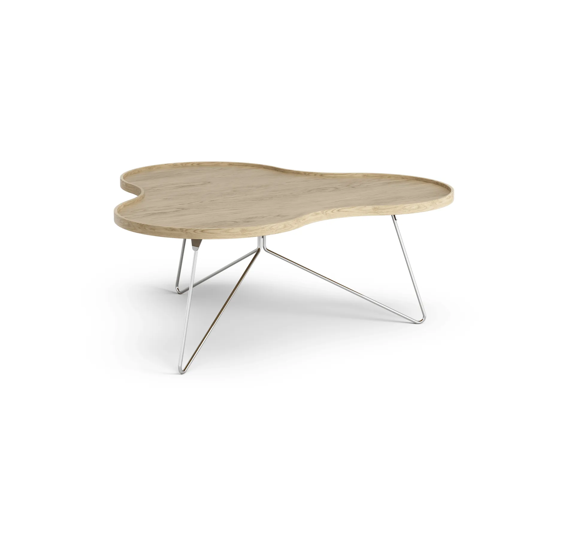 Flower mono bord 107 x 114 cm, eik natur, 45 cm, kromstativ Swedese