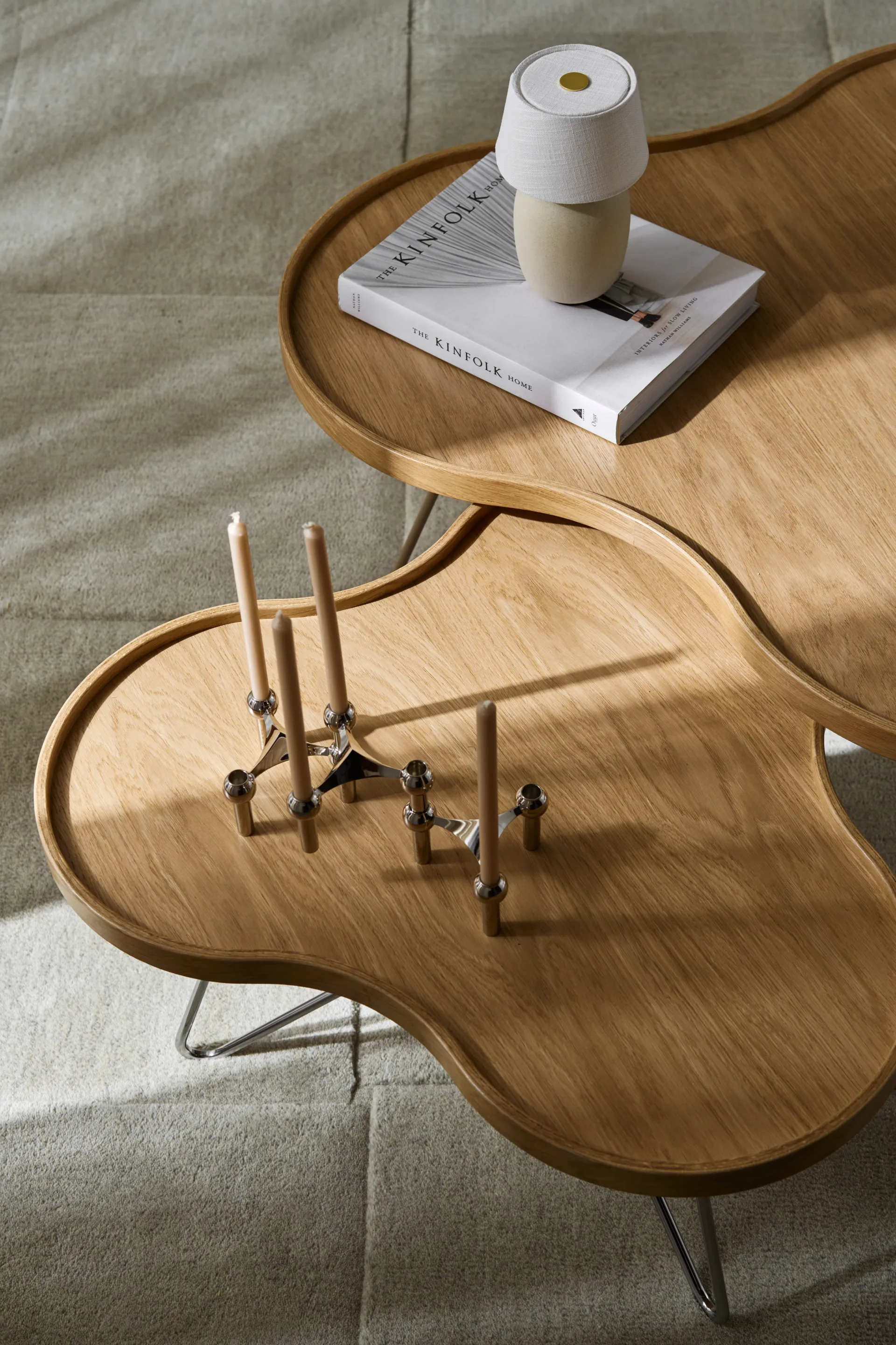 Flower mono bord 62 x 66 cm, eik natur, 39 cm, kromstativ Swedese