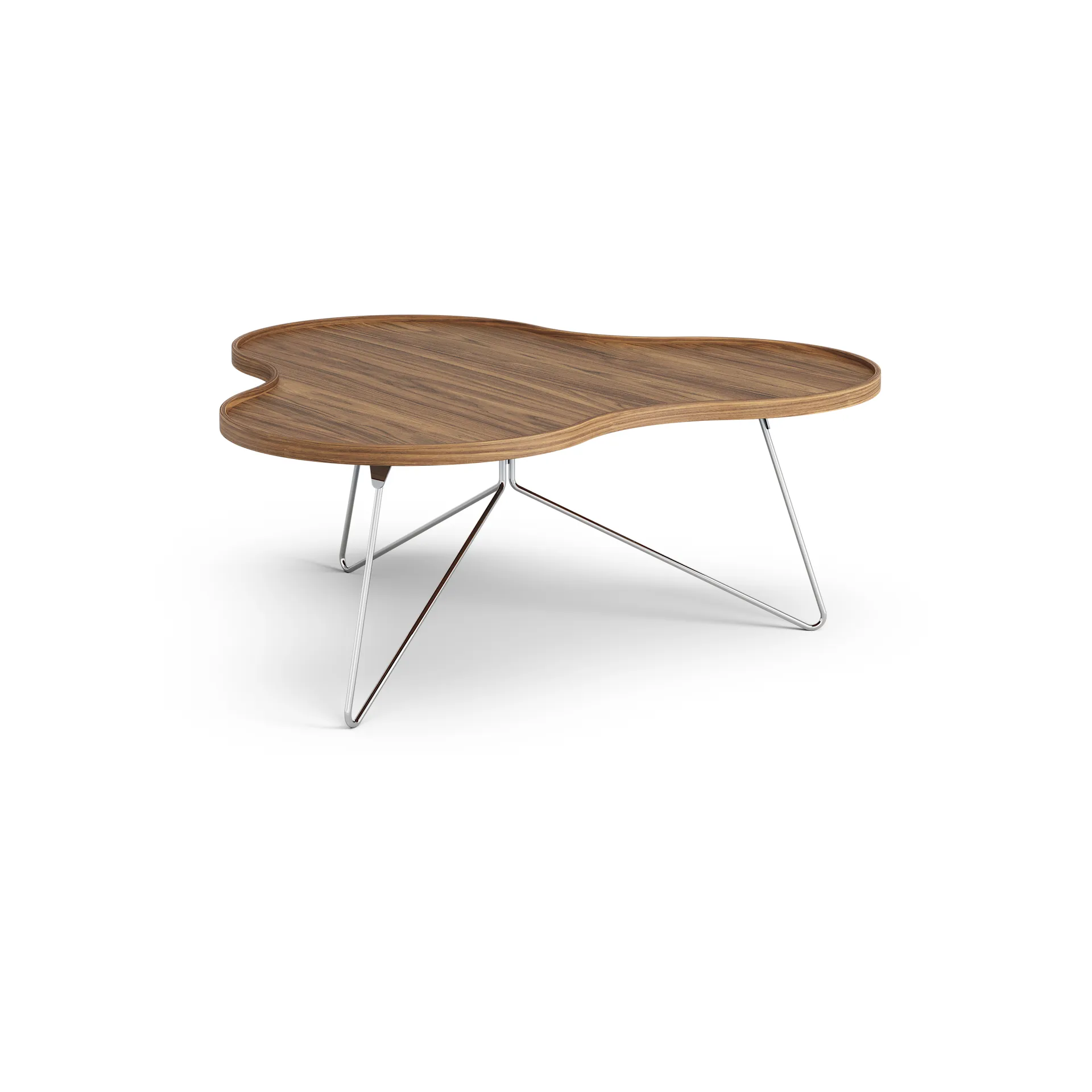 Flower mono bord Special Edition 107x114 cm, H45 cm-lakkert valnøtt-krommet stål Swedese