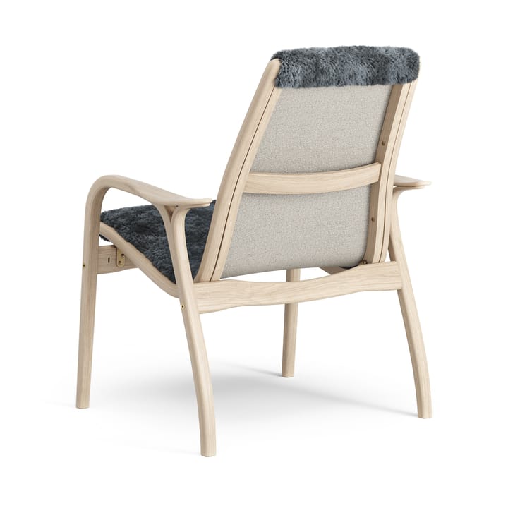 Laminett lenestol hvitpigmentert eik/saueskinn, Charcoal (mørk grå) Swedese