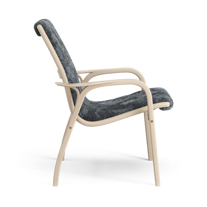 Laminett lenestol hvitpigmentert eik/saueskinn, Charcoal (mørk grå) Swedese