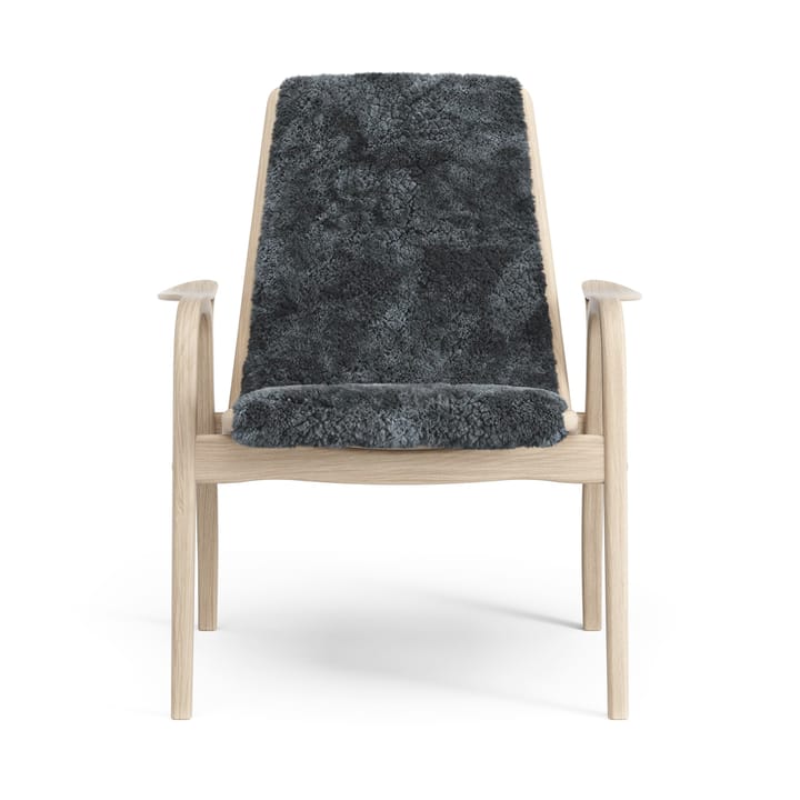 Laminett lenestol hvitpigmentert eik/saueskinn, Charcoal (mørk grå) Swedese