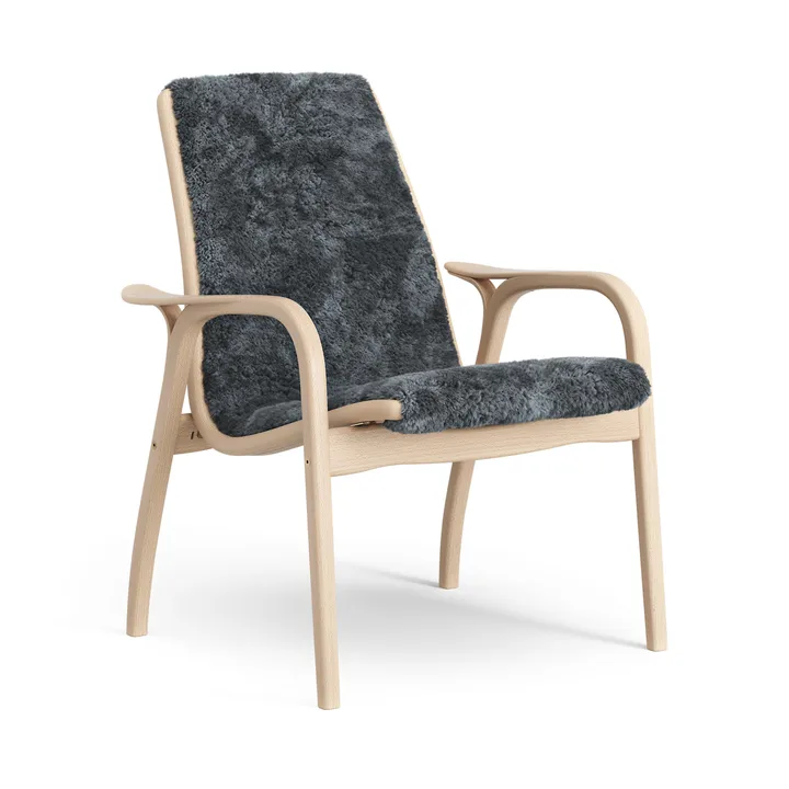 Laminett lenestol lakkert bøk/saueskinn - Charcoal (mørkegrå) - Swedese