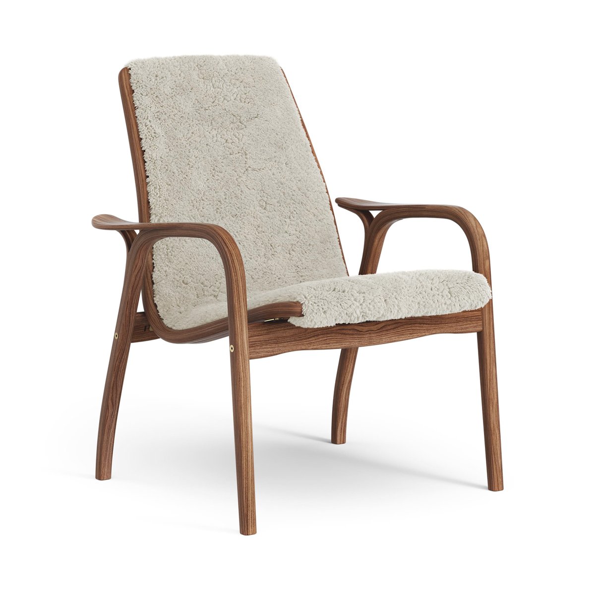 Bilde av Swedese Laminett lenestol oljet valnøtt/saueskinn Moonlight (beige)