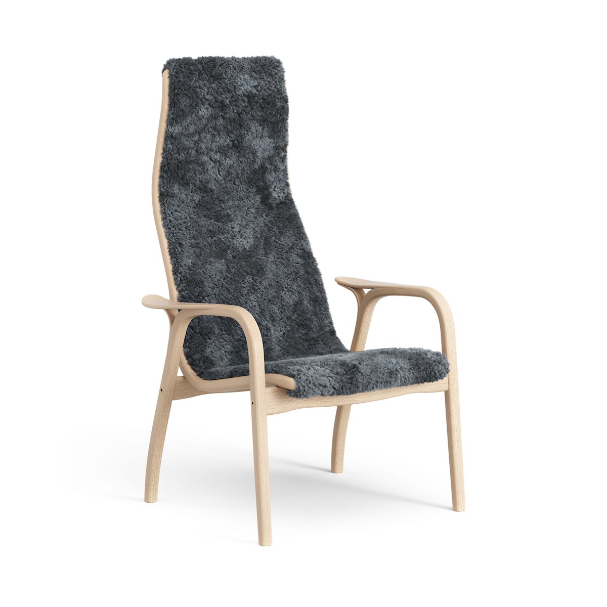 Swedese Lamini barnelenestol lakkert bk/saueskinn Charcoal (mrk grå)