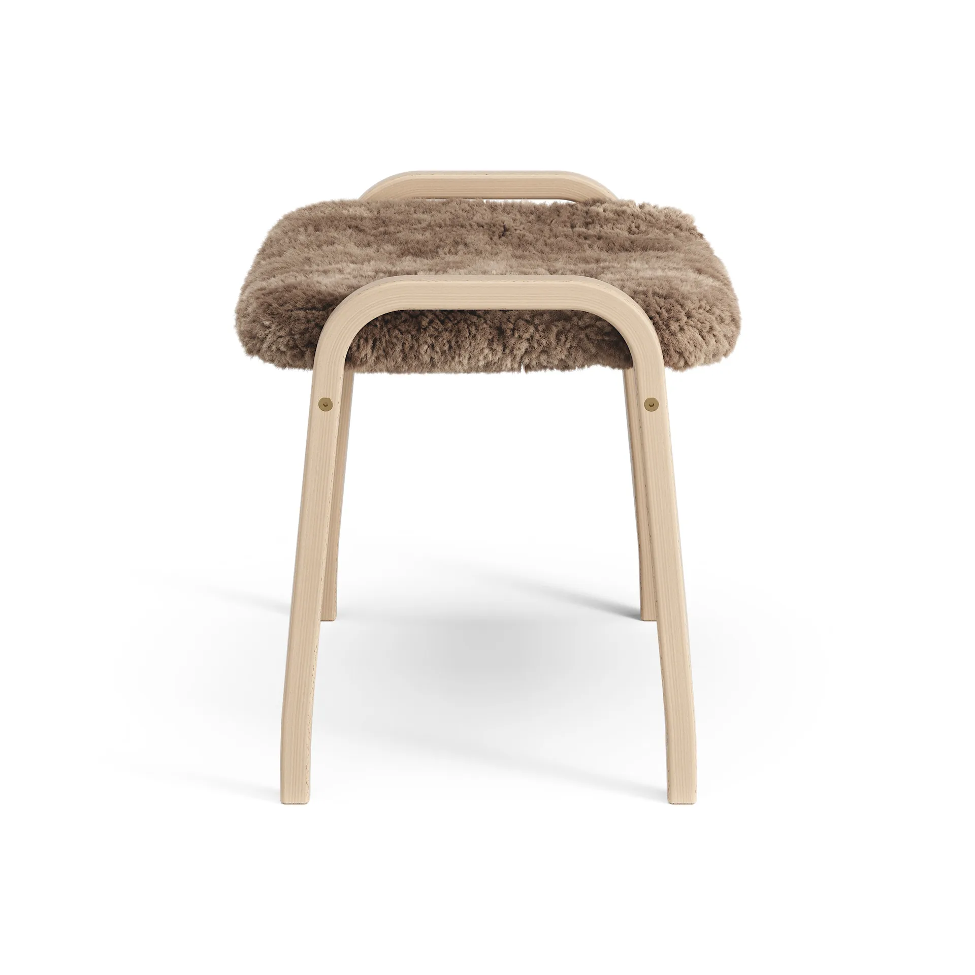 Lamini fotskammel til barn lakkert bøk/saueskinn, Sahara (nougatbrun) Swedese