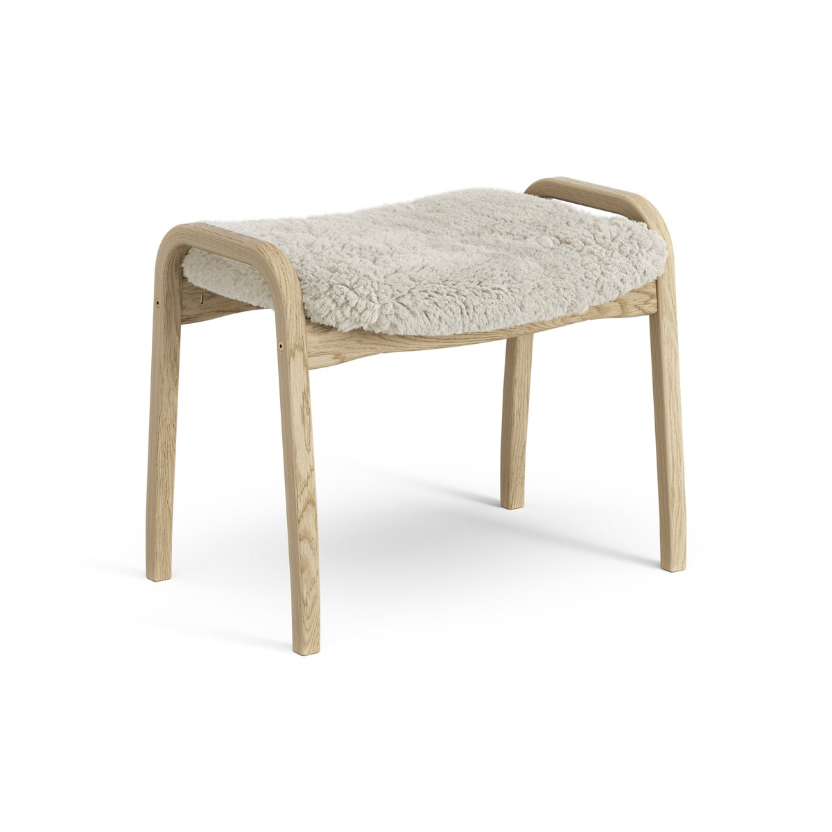 Bilde av Swedese Lamini fotskammel til barn lakkert eik/saueskinn Moonlight (beige)
