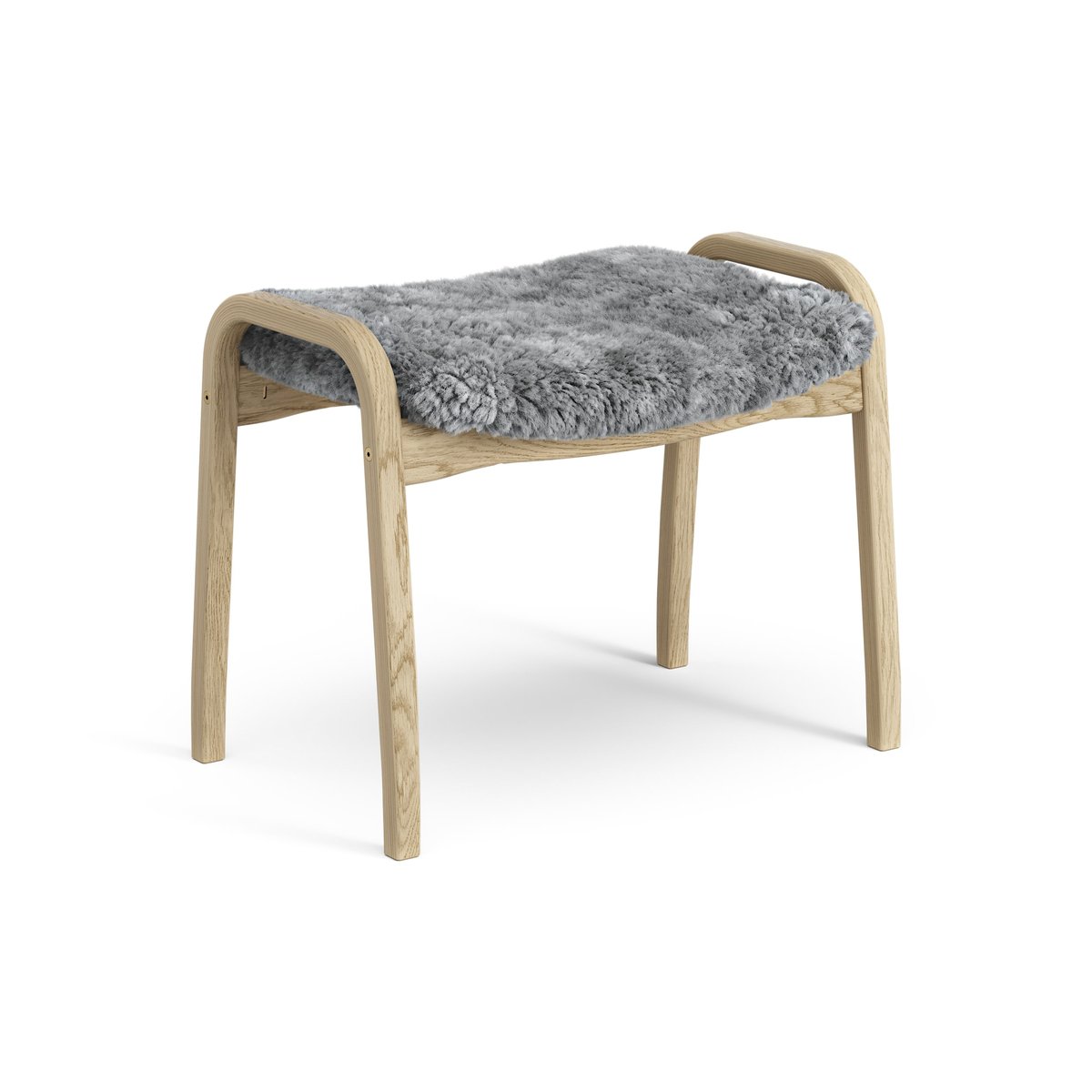 Bilde av Swedese Lamini fotskammel til barn lakkert eik/saueskinn Scandinavian Grey (grå)