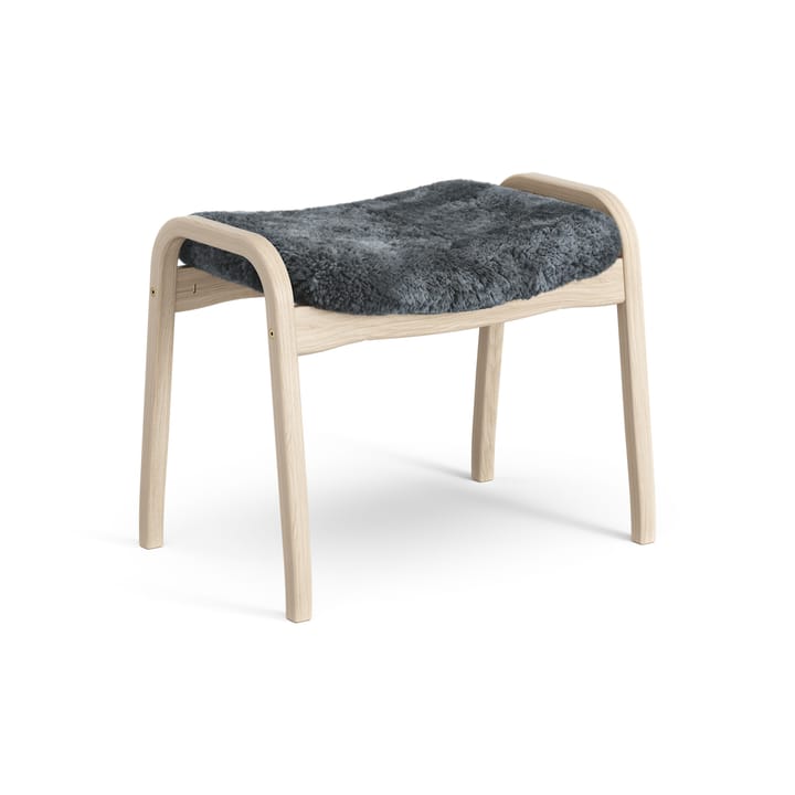 Lamino fotskammel hvitpigmentert eik/saueskinn, Charcoal (mørk grå) Swedese