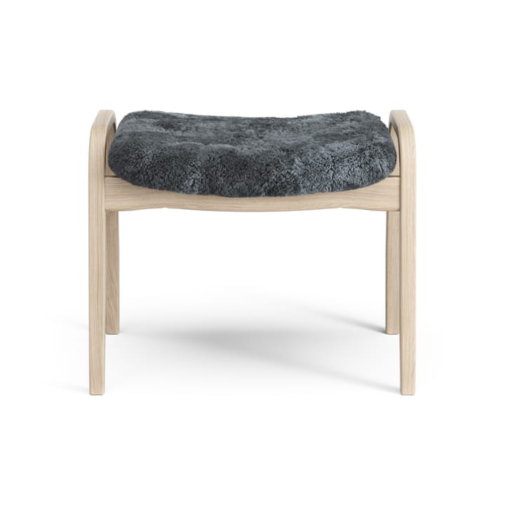 Lamino fotskammel hvitpigmentert eik/saueskinn, Charcoal (mørk grå) Swedese
