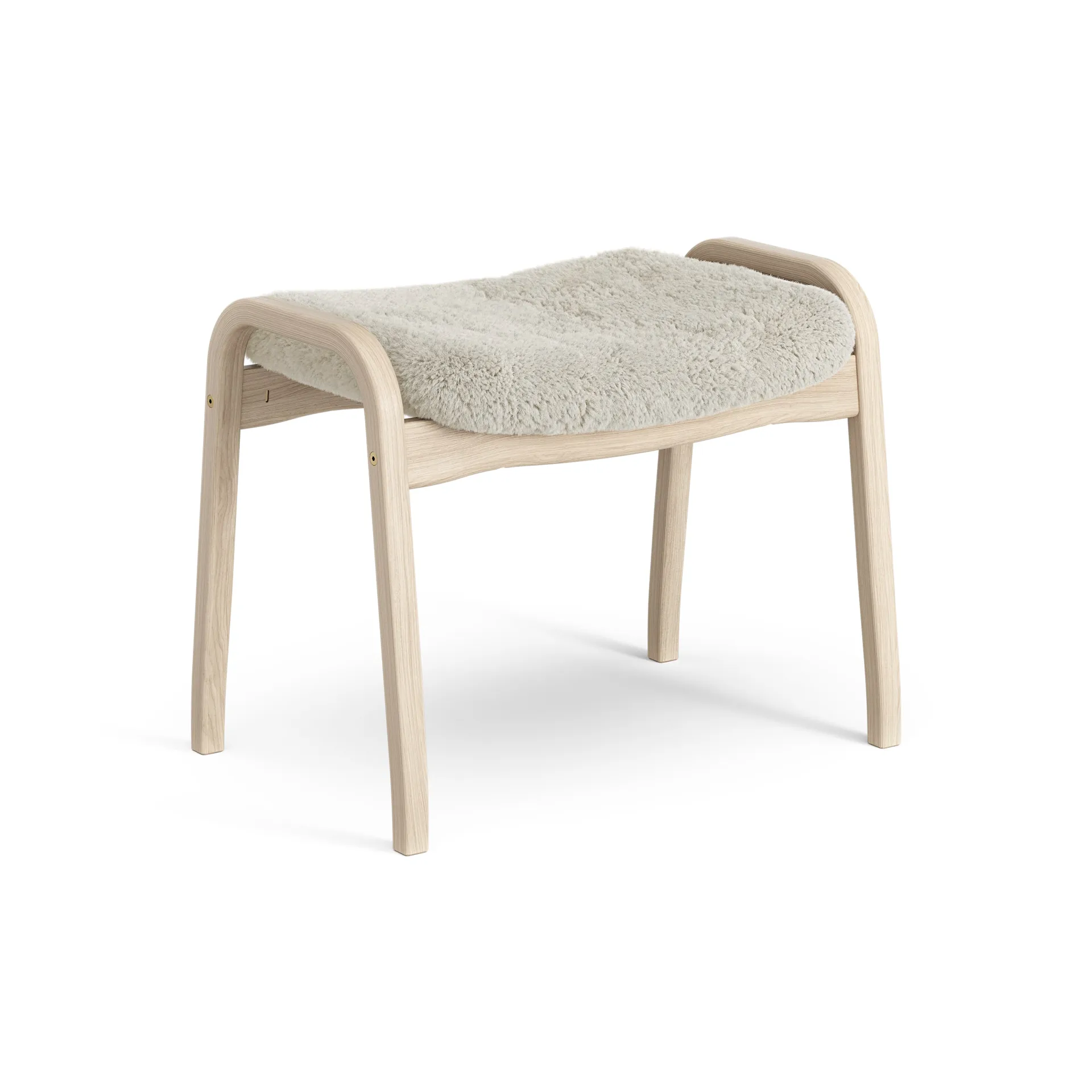 Lamino fotskammel hvitpigmentert eik/saueskinn, Moonlight (beige) Swedese