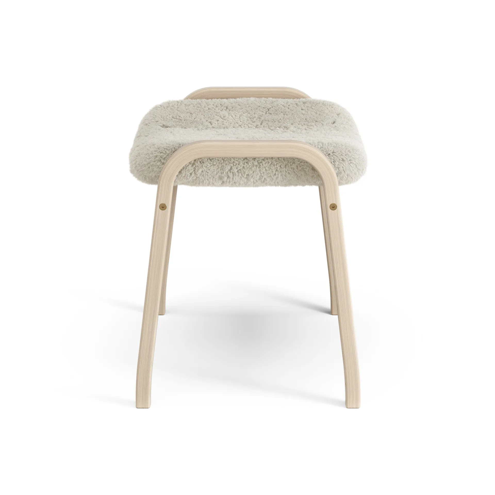 Lamino fotskammel hvitpigmentert eik/saueskinn, Moonlight (beige) Swedese