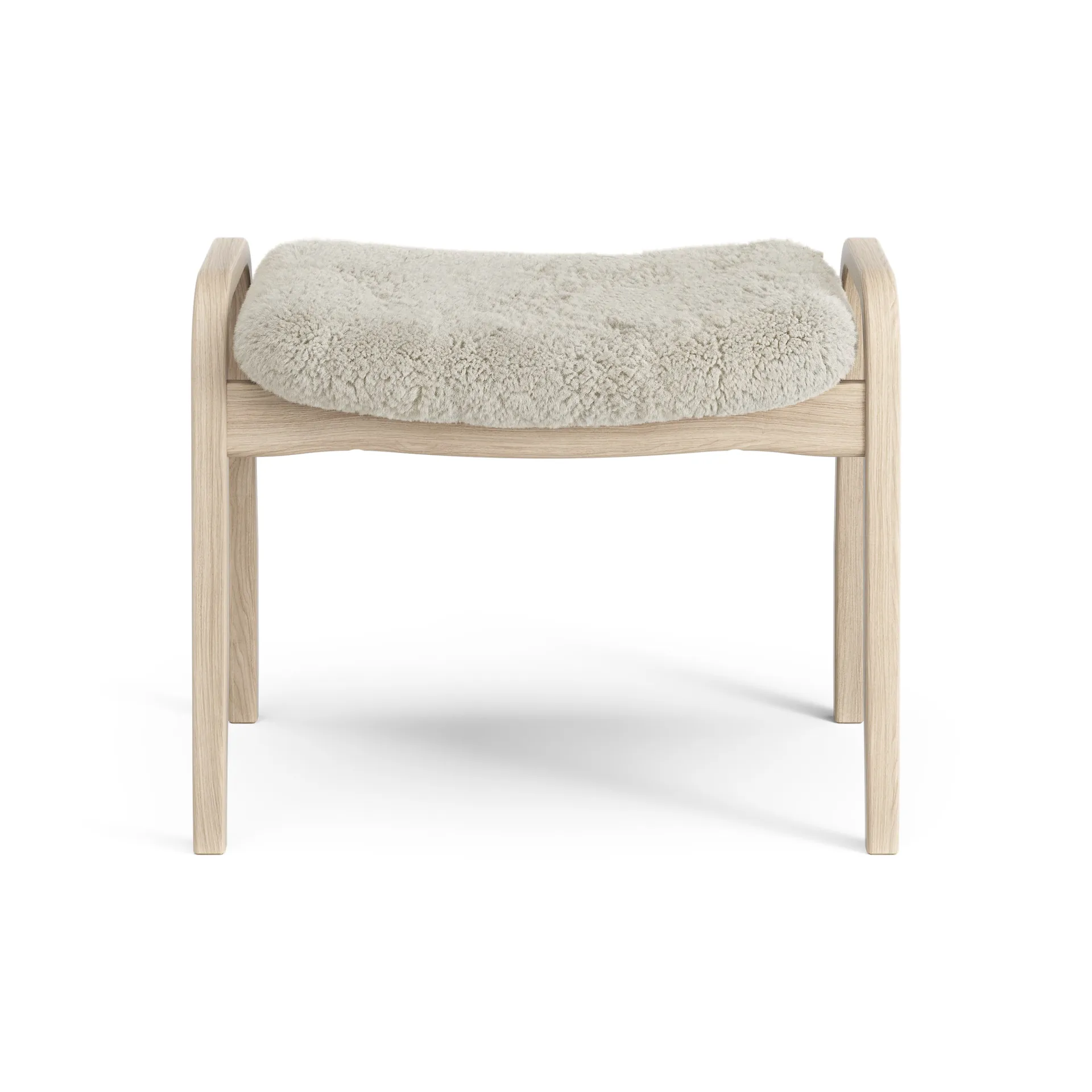 Lamino fotskammel hvitpigmentert eik/saueskinn, Moonlight (beige) Swedese