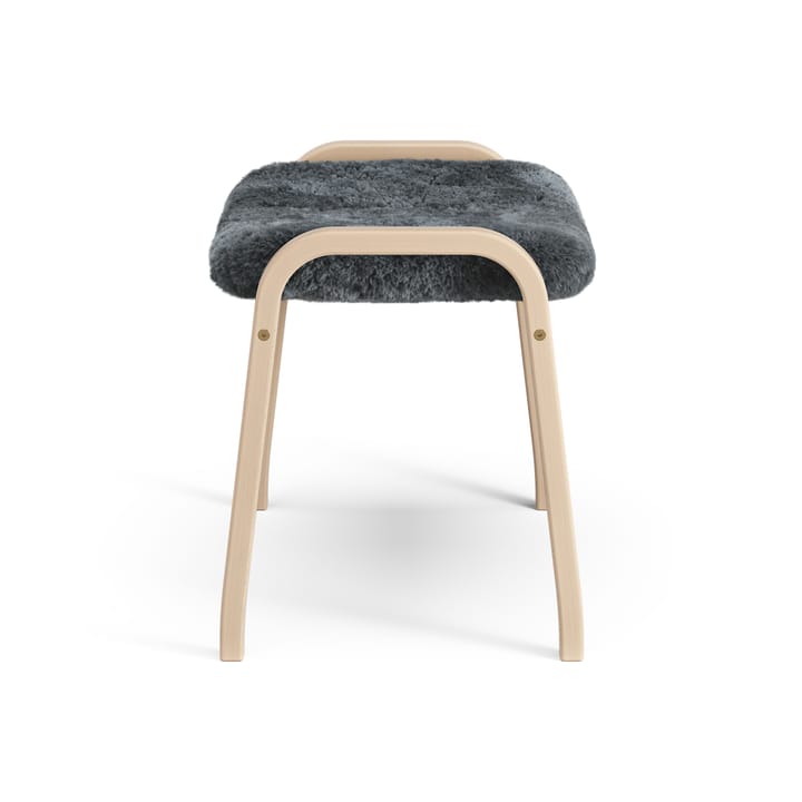 Lamino fotskammel lakkert bøk/saueskinn, Charcoal (mørk grå) Swedese