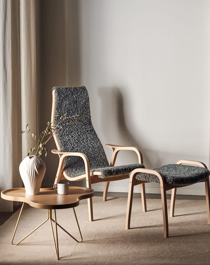 Lamino lenestol og fotskammel lakkert bøk/saueskinn, Scandinavian Grey (grå) Swedese