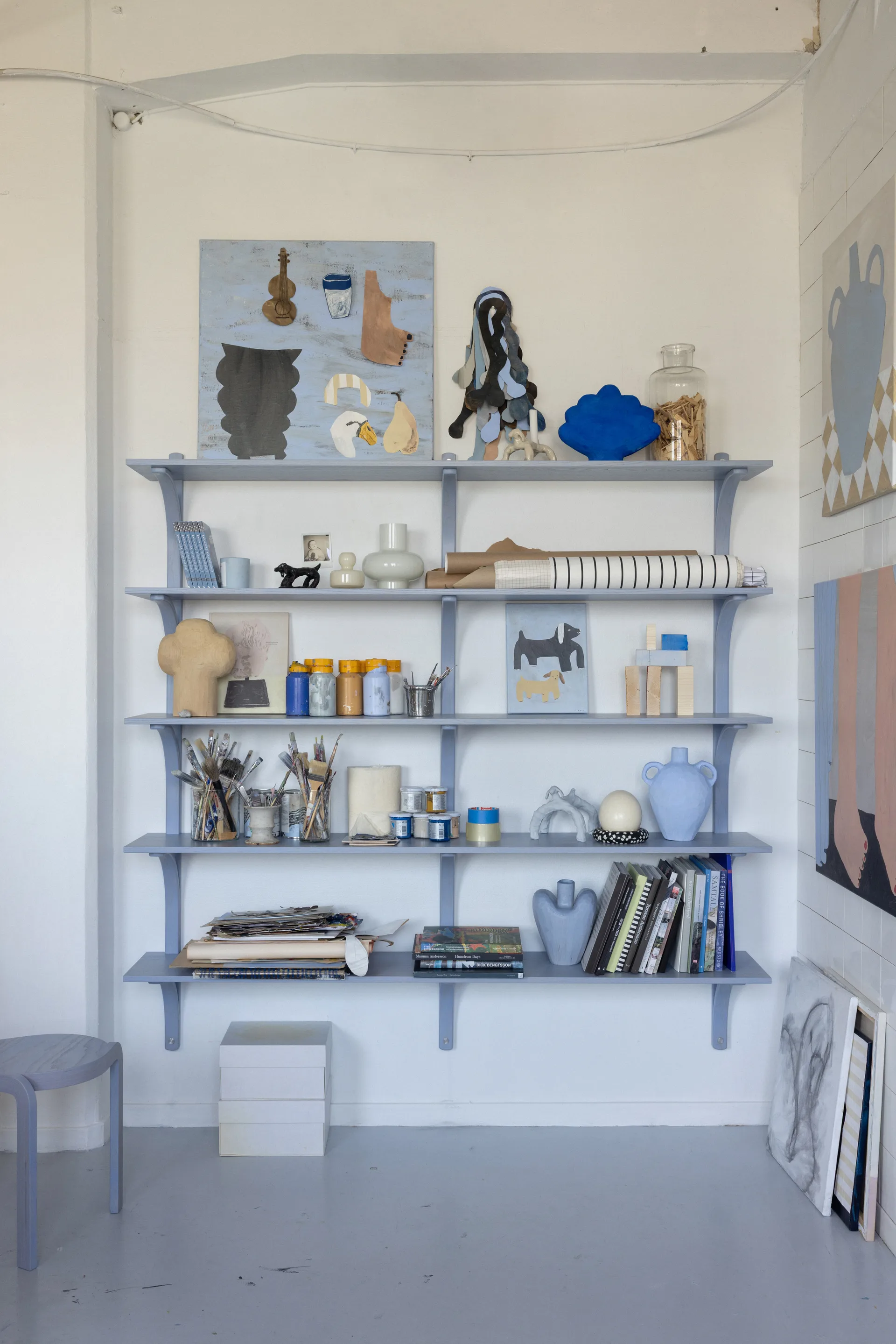 Levi hylle, Hvit ask-rustfritt stål, 2 hyller, 180 cm Swedese