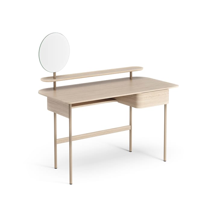 Luna skrivebord med skuff, hylle og speil - Eik hvitpigmentert - Swedese