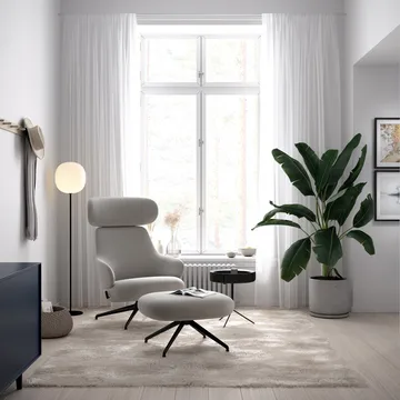 Pillo lenestol - tekstil hallingdal 65 200 offwhite, krom, 4-stjerners svingfot - Swedese