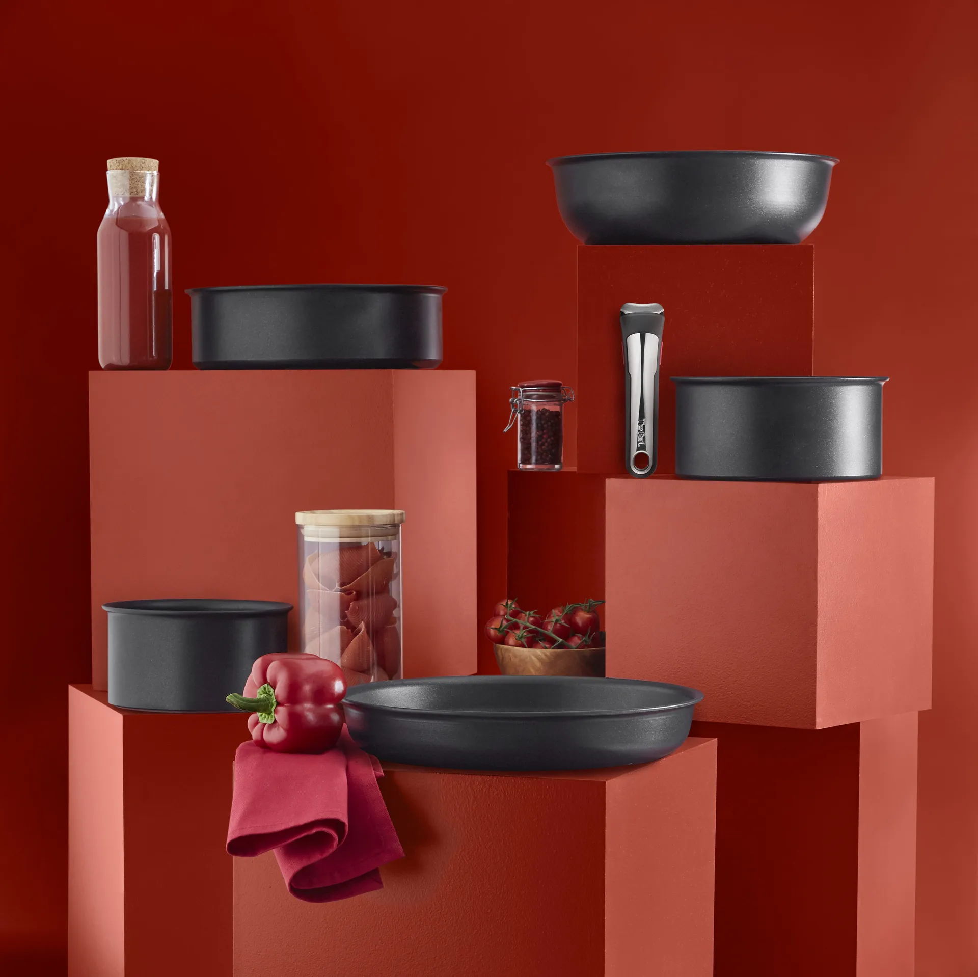 Ingenio Unlimited ON stekepanne- og kasserollesett, 5 deler Tefal