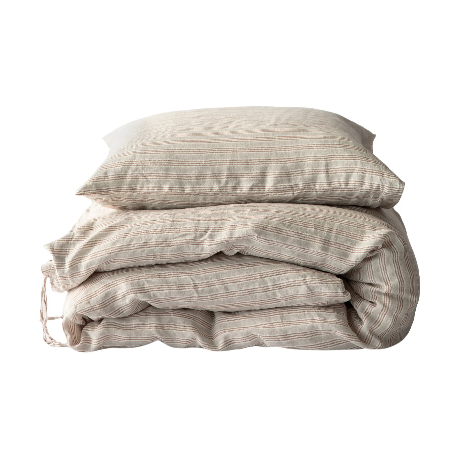 Dynetrekk lin 150 x 200 cm, Hazelnut stripe Tell Me More