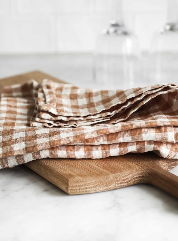 Gingham rutete kjøkkenhåndkle 70x50 cm, Biscuit Tell Me More
