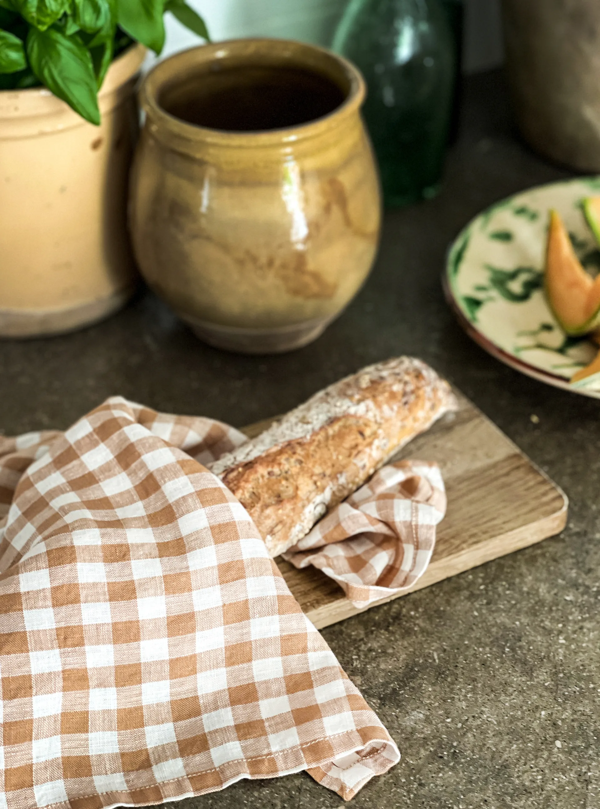 Gingham rutete kjøkkenhåndkle 70x50 cm, Biscuit Tell Me More