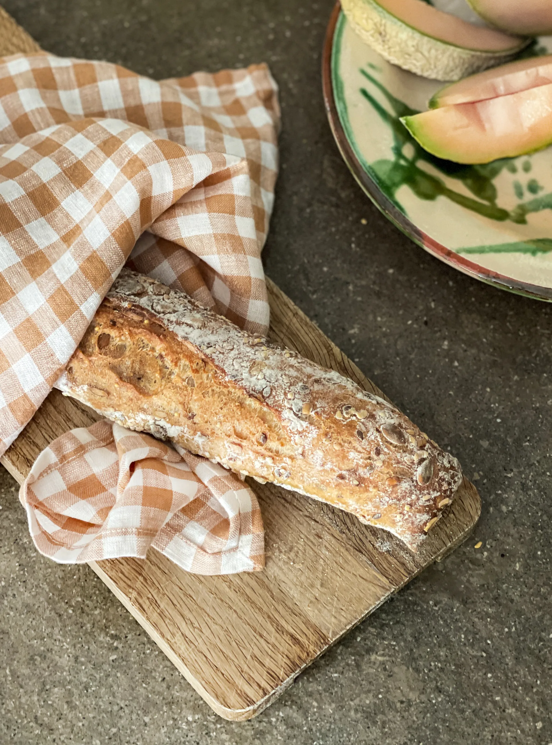 Gingham rutete kjøkkenhåndkle 70x50 cm, Biscuit Tell Me More