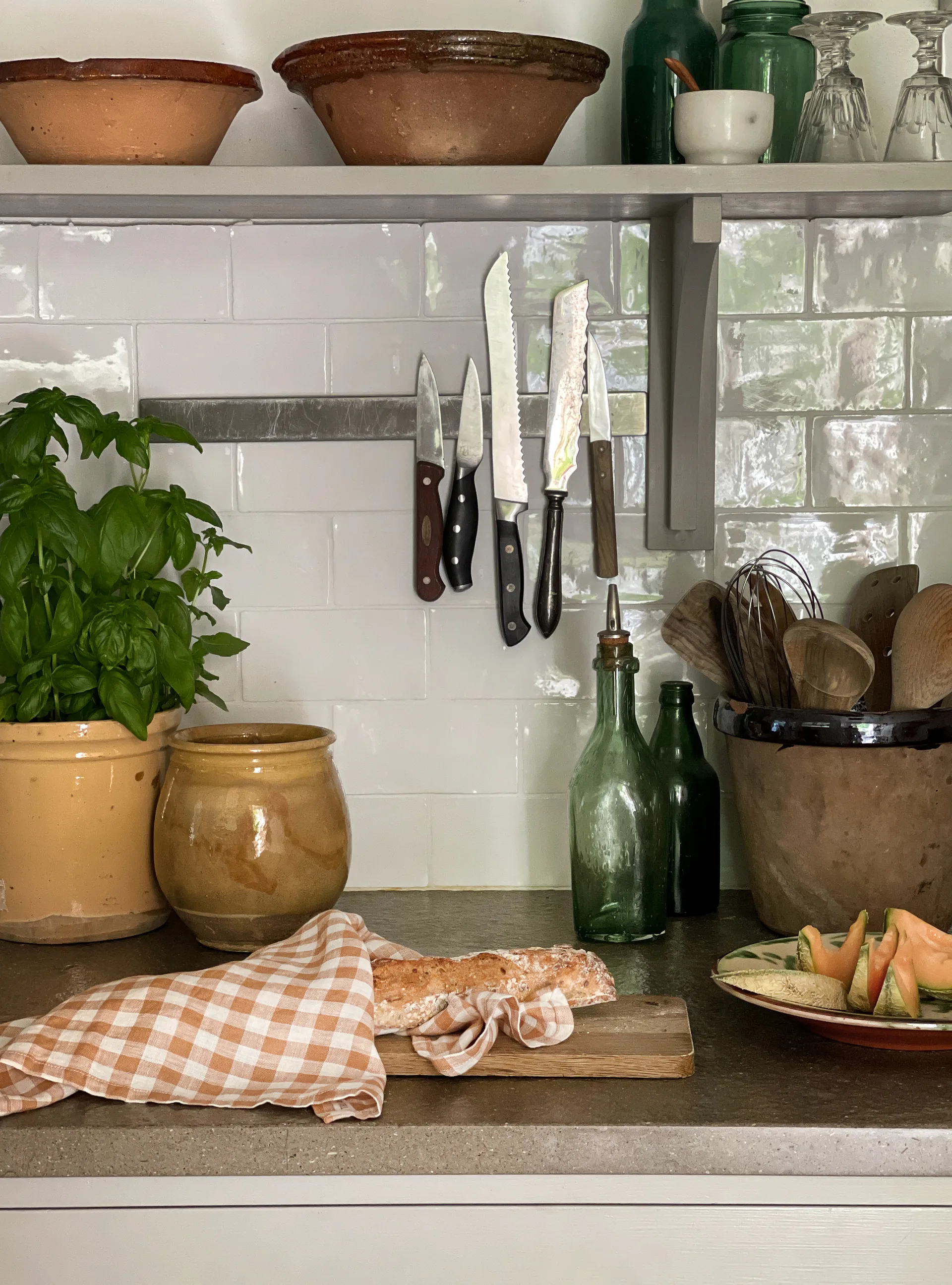 Gingham rutete kjøkkenhåndkle 70x50 cm, Biscuit Tell Me More