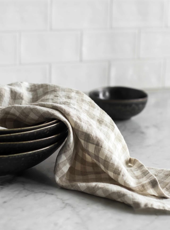 Gingham rutete kjøkkenhåndkle 70x50 cm, Natural Tell Me More