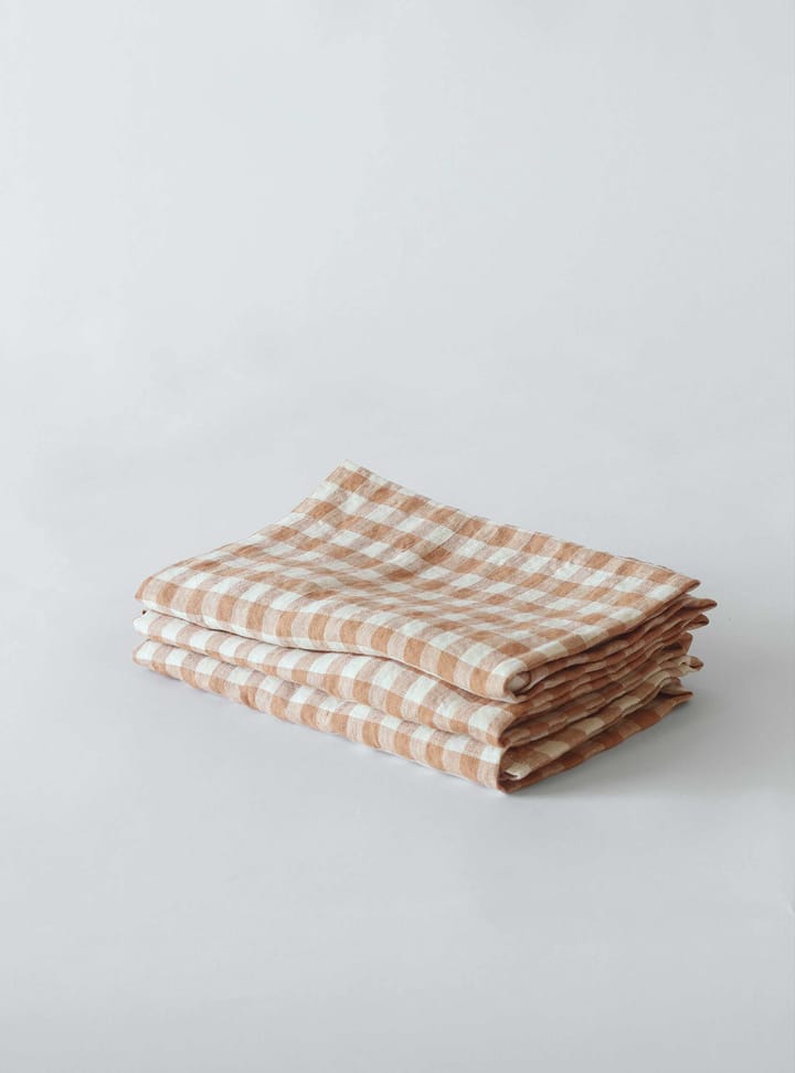 Gingham rutete linserviett 45x45 cm - Biscuit - Tell Me More