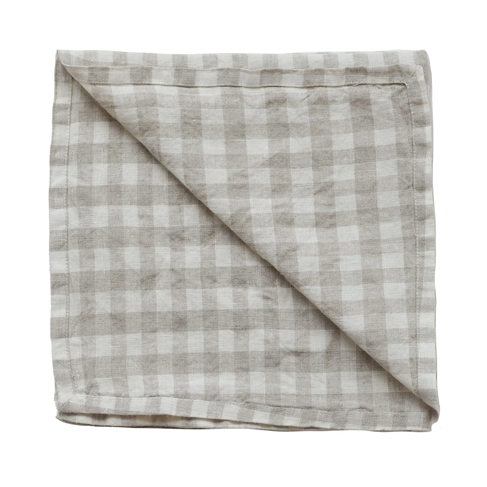 Gingham rutete linserviett 45x45 cm, Natural Tell Me More