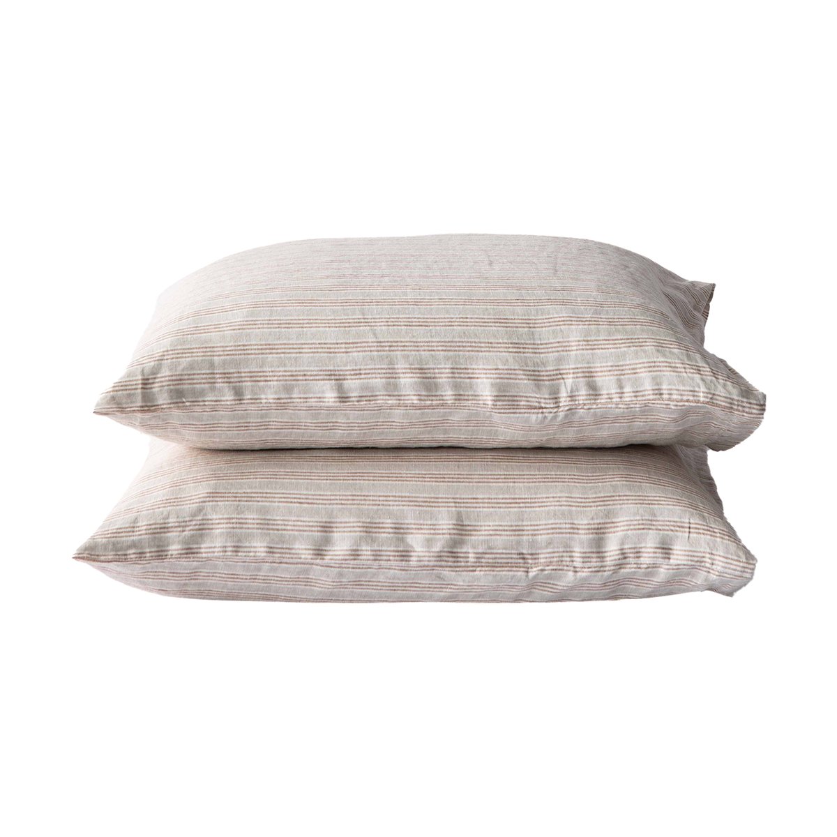 Bilde av Tell Me More Stonewashed linen putevar 50 x 60 cm 2-pakning Hazelnut stripe